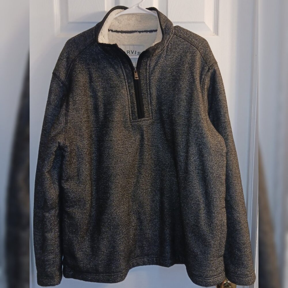 Orvis Classic Collection 1/4 Zip Fleece Lined Jacket Men’s Size XL Black/Gray